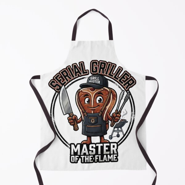 Item preview, Serial Griller Funny BBQ Steak Mascot - BBQ Master Cartoon designed and sold by BULLcompany.