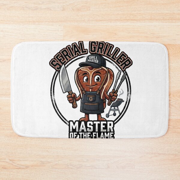Item preview, Serial Griller Funny BBQ Steak Mascot - BBQ Master Cartoon designed and sold by BULLcompany.