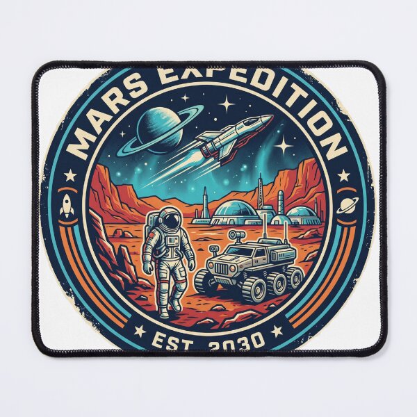 Item preview, Mars Expedition EST 2030 Mission Patch Retro Space Badge Red Planet Art designed and sold by Void and Neon.