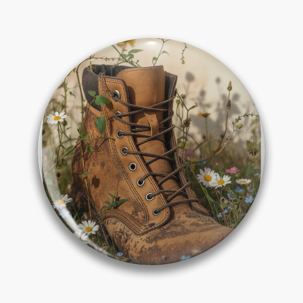 Item preview, Vintage Hiking Boot Wildflower Meadow designed and sold by Evergreen Horizon Works.