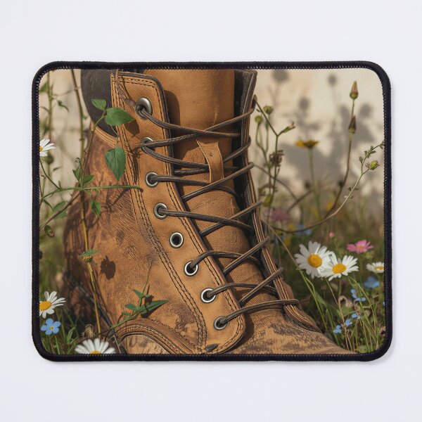 Item preview, Vintage Hiking Boot Wildflower Meadow designed and sold by Evergreen Horizon Works.
