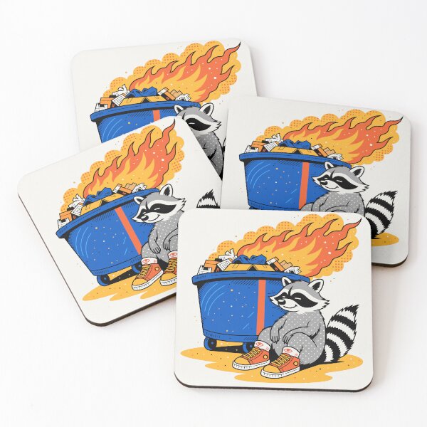 Item preview, Retro Raccoon Dumpster Fire Meme Sticker designed and sold by inkfusionhub99.