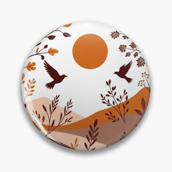 Item preview, Boho Botanical Birds Landscape | Terracotta Nature Wall Art designed and sold by GalleryPeak.