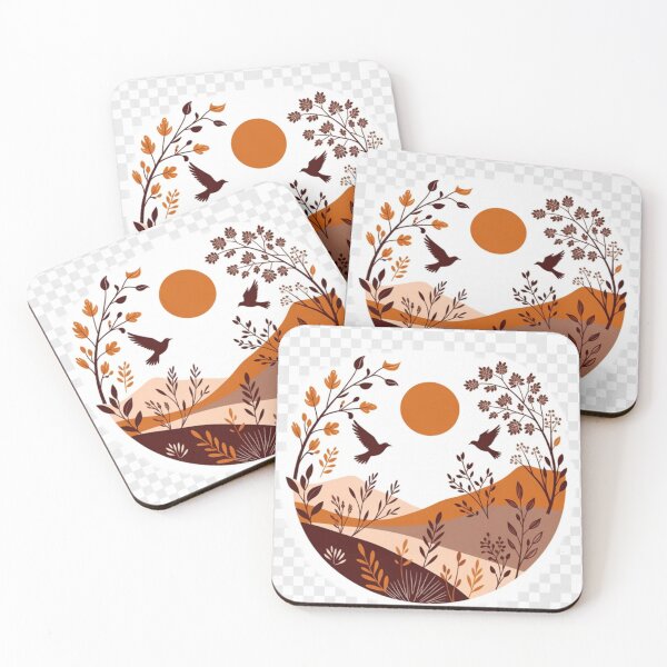 Item preview, Boho Botanical Birds Landscape | Terracotta Nature Wall Art designed and sold by GalleryPeak.