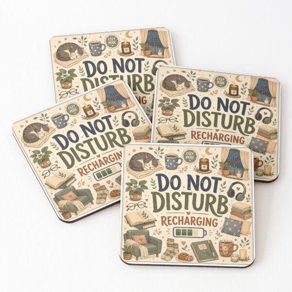 Item preview, Do Not Disturb Recharging - Cute Hygge Homebody Self Care Art designed and sold by OpenDreamArts.