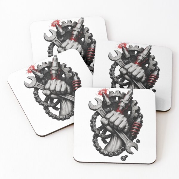 Item preview, Mechanic Power – Wrench, Gear & Engine Parts Dark Workshop Design designed and sold by RAYBIL.