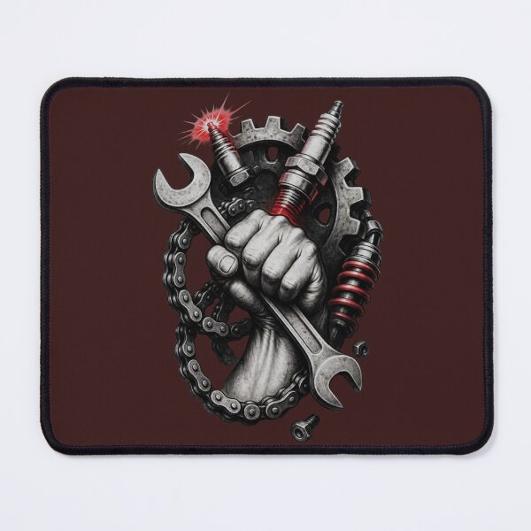 Item preview, Mechanic Power – Wrench, Gear & Engine Parts Dark Workshop Design designed and sold by RAYBIL.