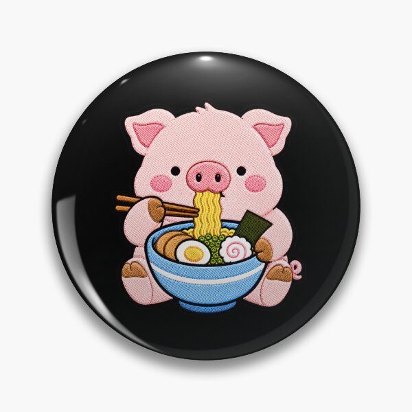 Item preview, Piglet Ramen Embroidery Patch | Cute Kawaii Piglet Noodle Lover designed and sold by ColorSplash123.