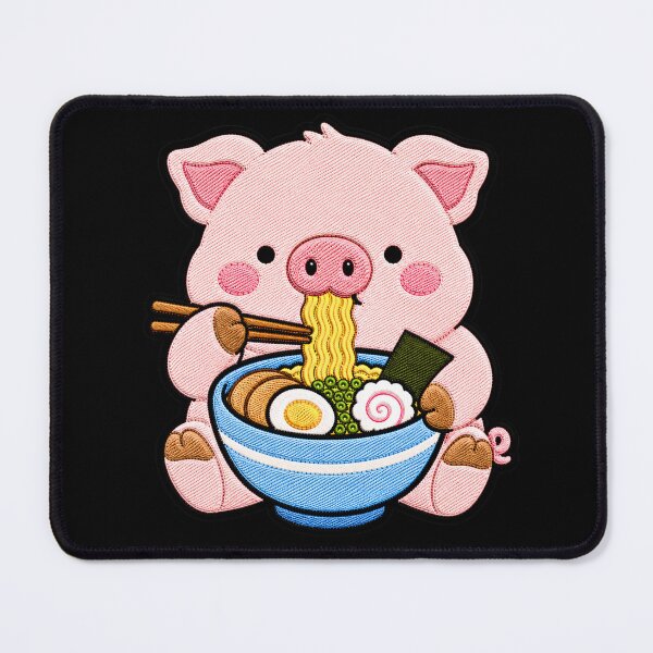 Item preview, Piglet Ramen Embroidery Patch | Cute Kawaii Piglet Noodle Lover designed and sold by ColorSplash123.