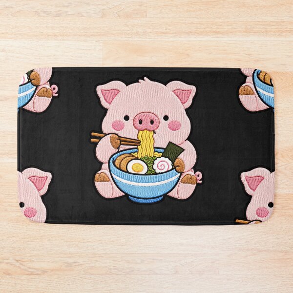 Artikelvorschau, Ferkel-Ramen-Stickaufnäher | Niedlicher Kawaii-Ferkel-Nudelliebhaber entworfen und verkauft von ColorSplash123.