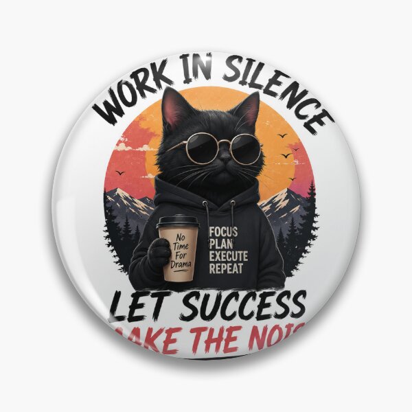 Item preview, Work In Silence Let Success Make The Noise Cat Shirt – Motivational Black Cat Hoodie Aesthetic Design designed and sold by Graphic Therapist.