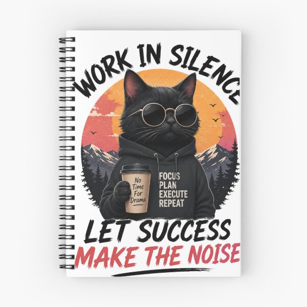 Item preview, Work In Silence Let Success Make The Noise Cat Shirt – Motivational Black Cat Hoodie Aesthetic Design designed and sold by Graphic Therapist.