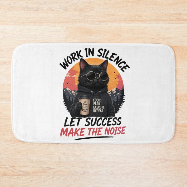 Item preview, Work In Silence Let Success Make The Noise Cat Shirt – Motivational Black Cat Hoodie Aesthetic Design designed and sold by Graphic Therapist.