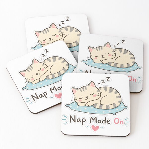 Item preview, Cute Sleepy Cat "Nap Mode On" Naive Doodle T-Shirt Design designed and sold by Ahmed Nedji.