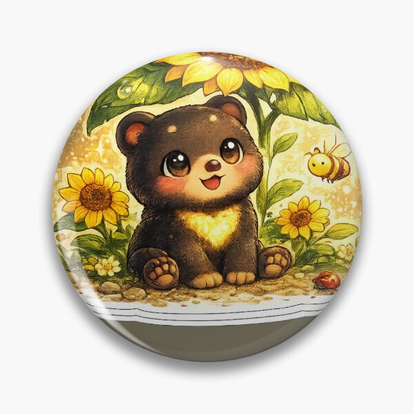 Item preview, Sunflower Sun Bear Sticker – Golden Sunshine Kawaii Aesthetic designed and sold by PawsAndpetalstudio.