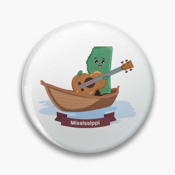 Item preview, Mississippi State Map Character with Guitar designed and sold by Travel.Art.