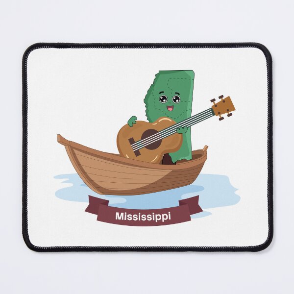 Item preview, Mississippi State Map Character with Guitar designed and sold by Travel.Art.