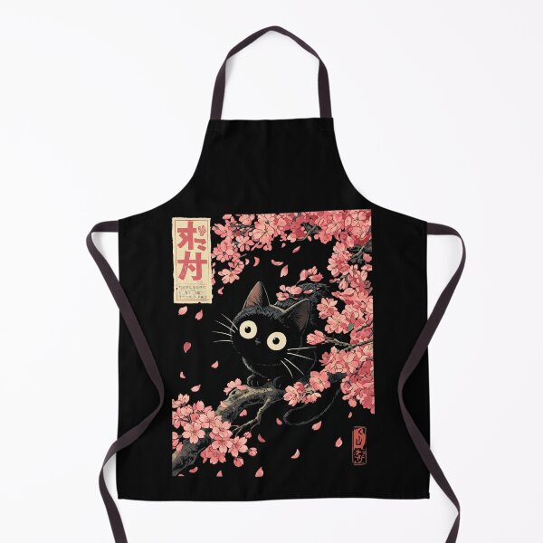 Item preview, Kawaii Black Cat Sakura Cherry Blossom Vintage Japanese Anime Art designed and sold by Antdoodle.