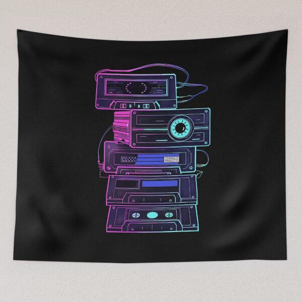 Item preview, Retro Synthwave Cassette Audio Stack - 80s 90s Neon Hi-Fi designed and sold by FizjoHed.