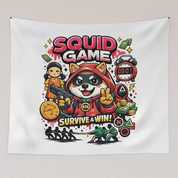 Item preview, Squid Game Dog Cartoon | Cute Gamer Streetwear Design | Viral Aesthetic Graphic Tee | Survive & Win Art designed and sold by Graphic Therapist.
