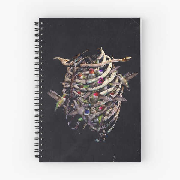 Item preview, The Aviary Within: A surrealist fine art composition featuring a human ribcage filled with vibrant hummingbirds, exploring themes of life, nature, and anatomy. designed and sold by seamless.