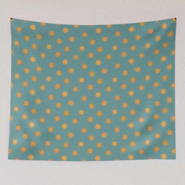 Item preview, Cute Kawaii Smiling Suns and Sunshine Pattern designed and sold by StoriesInGrain.