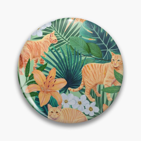 Item preview, Tropical Orange Cats Sage Green  designed and sold by Lidra Zehcnas.