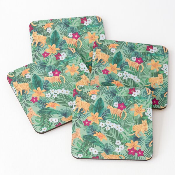 Item preview, Tropical Orange Cats Sage Green  designed and sold by Lidra Zehcnas.