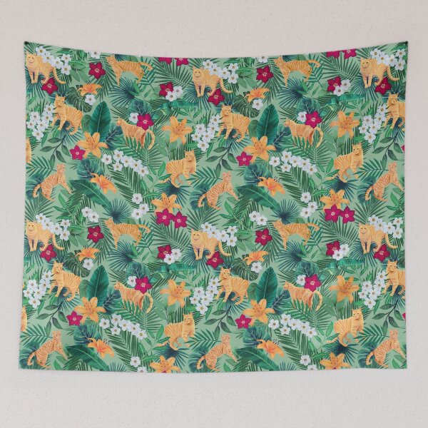 Item preview, Tropical Orange Cats Sage Green  designed and sold by Lidra Zehcnas.