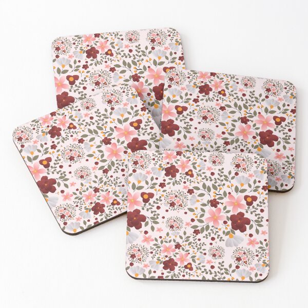 Item preview, Vintage Burgundy and Pink Ditsy Floral Pattern - Cozy Folk Bouquet designed and sold by abdallatigle.