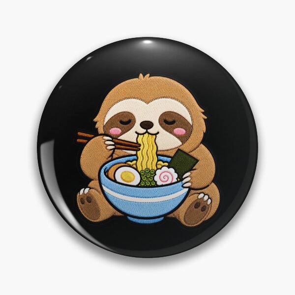 Item preview, Sloth Ramen Embroidery Patch | Cute Kawaii Sloth Noodle Lover designed and sold by ColorSplash123.