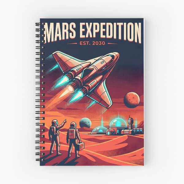 Item preview, Mars Expedition EST 2030 Vintage Retro Poster Red Planet Space Art Print designed and sold by Void and Neon.