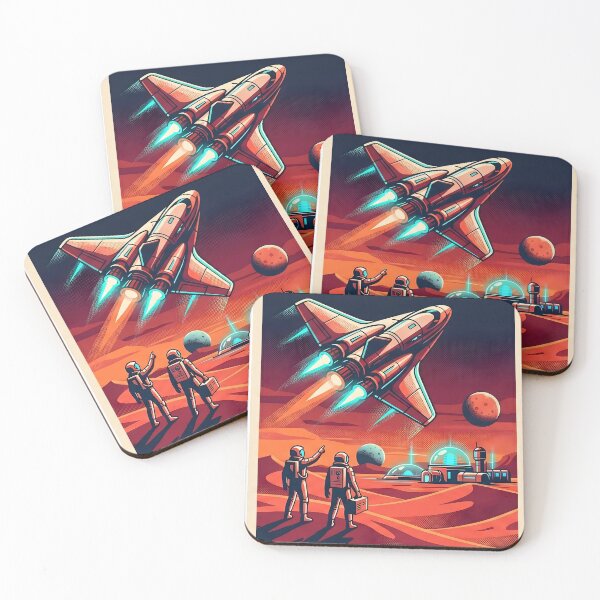 Item preview, Mars Expedition EST 2030 Vintage Retro Poster Red Planet Space Art Print designed and sold by Void and Neon.