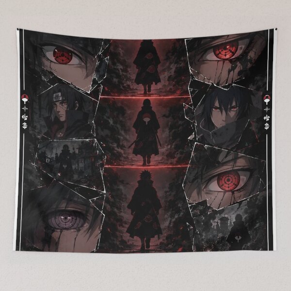 Item preview, Uchiha Legacy – Bloodline of Tragedy Anime Wall Art | Dark Red Moon Ninja Poster designed and sold by Dyan4.