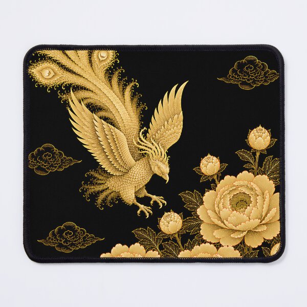 Item preview, Golden Phoenix Descending to Peonies | Korean Minhwa Inspired Wall Art designed and sold by K-Tradition.
