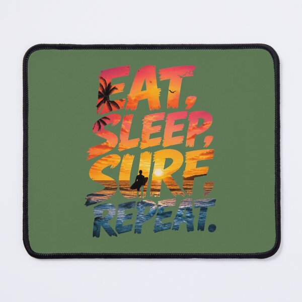 Item preview, Eat Sleep Surf Repeat - Retro Beach Sunset Surfer designed and sold by InkWeaveShop.