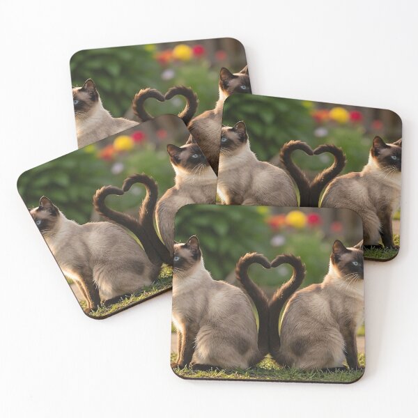 Item preview, Siamese Cats in Love - Heart Shaped Tails designed and sold by ToxicInkArt.