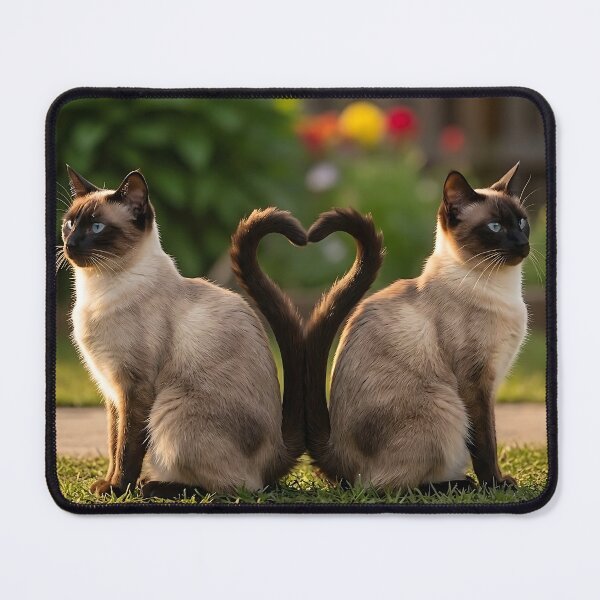 Item preview, Siamese Cats in Love - Heart Shaped Tails designed and sold by ToxicInkArt.