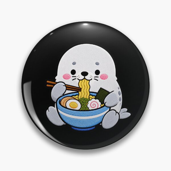 Item preview, Seal Ramen Embroidery Patch | Cute Kawaii Seal Noodle Lover designed and sold by ColorSplash123.
