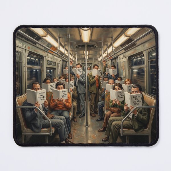 Item preview, NYC Subway Commuters Reading NBA Finals Book designed and sold by Home Decor Art.