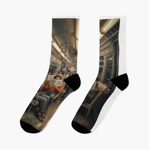 Item preview, NYC Subway Commuters Reading NBA Finals Book designed and sold by Home Decor Art.