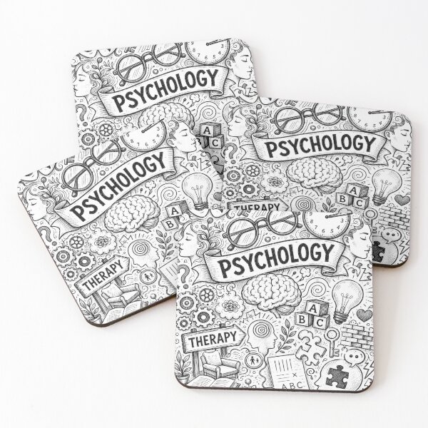 Item preview, Psychology & Therapy Doodle Collage – Black and White Educational Line Art designed and sold by Peanutspixel.