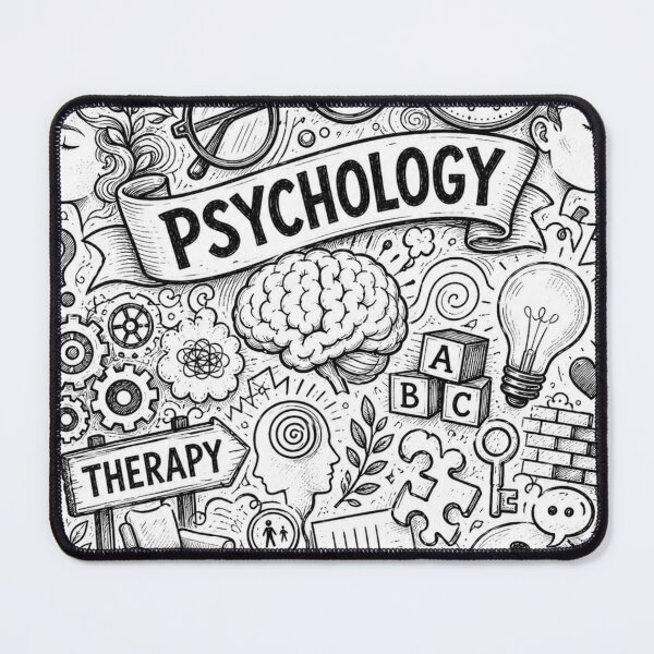 Item preview, Psychology & Therapy Doodle Collage – Black and White Educational Line Art designed and sold by Peanutspixel.
