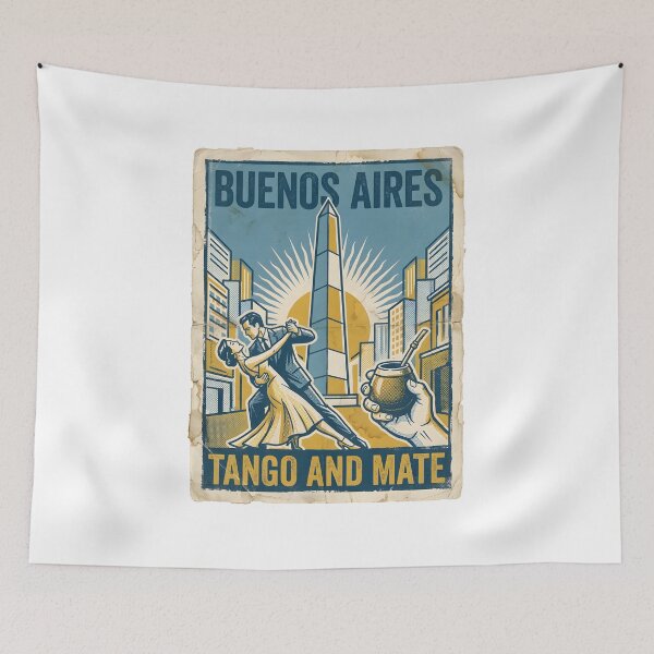 Item preview, Vintage Buenos Aires Tango Mate Travel Poster Art designed and sold by EKHOAISTORE.