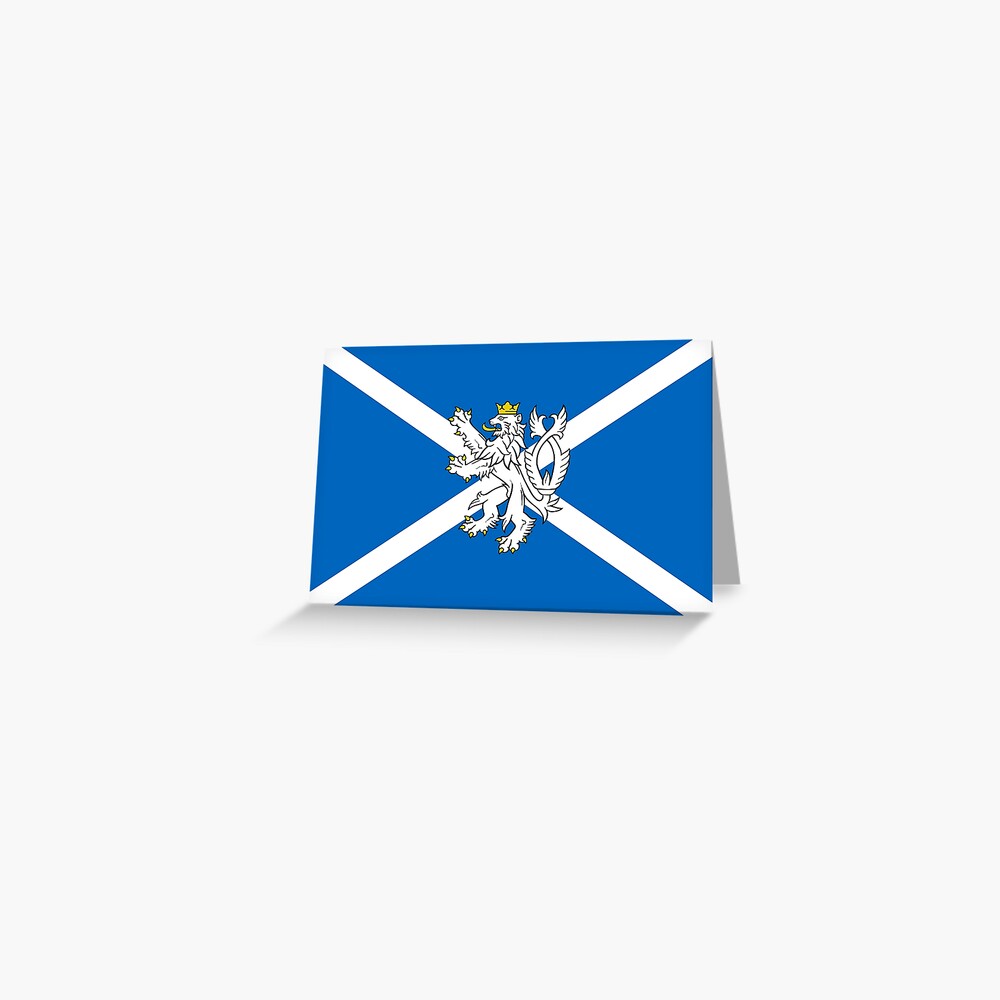Blaue Und Weisse Schottische Flagge Mit Weissem Lowe Kunstdruck Von Podartist Redbubble