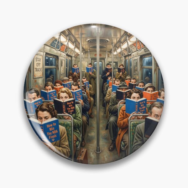 Item preview, NYC Subway Commuters Reading NBA Finals Book designed and sold by Home Decor Art.