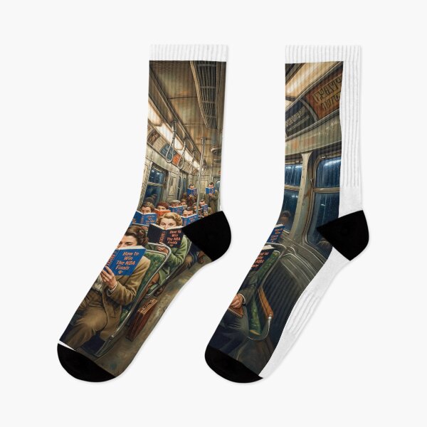 Item preview, NYC Subway Commuters Reading NBA Finals Book designed and sold by Home Decor Art.