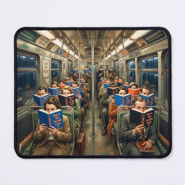 Item preview, NYC Subway Commuters Reading NBA Finals Book designed and sold by Home Decor Art.