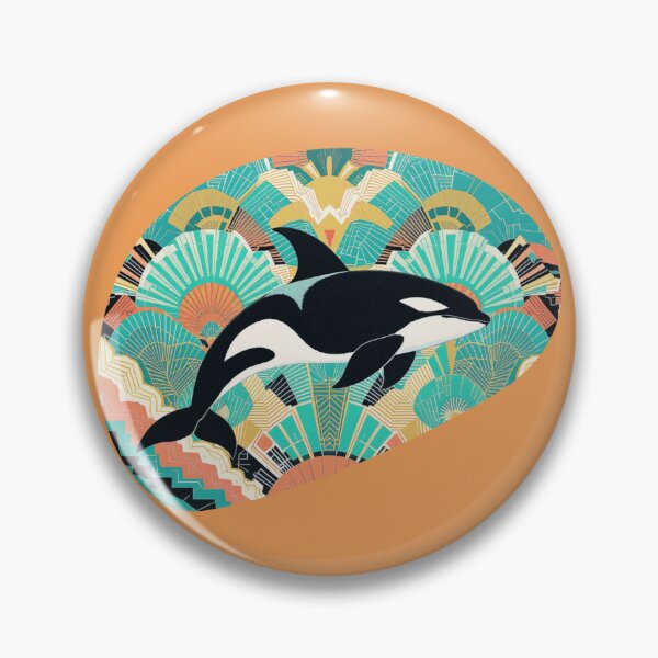 Item preview, Retro Art Deco Orca – Geometric Mosaic Ocean Dream designed and sold by FIREDesignsPOD.
