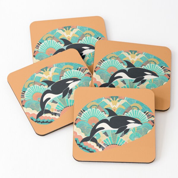 Item preview, Retro Art Deco Orca – Geometric Mosaic Ocean Dream designed and sold by FIREDesignsPOD.